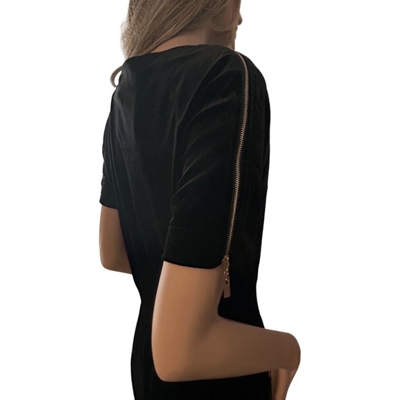 VERO MODA Katie Dress Plush Velvet Sheath Short Sleeve Zipper Pockets - Picture 11 of 16